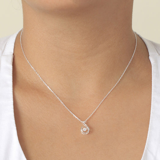 Floating Diamond Silver Necklace