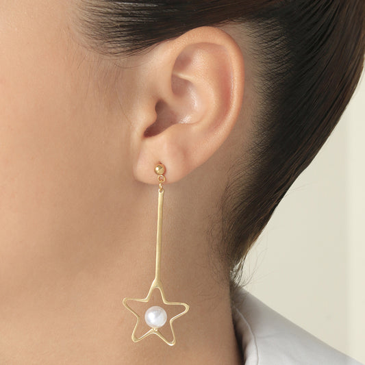 Pearl Star Gold Earring